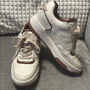 White and Brown Sneakers